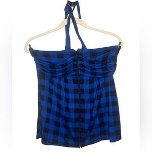 Toska Black & Blue Checkered Halter Top